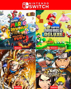 PACK 6 JUEGOS EN 1 MARIO 3D + MARIO DELUXE + 3 NARUTO + DRAGON BALL FIGHTERZ NINTENDO SWITCH