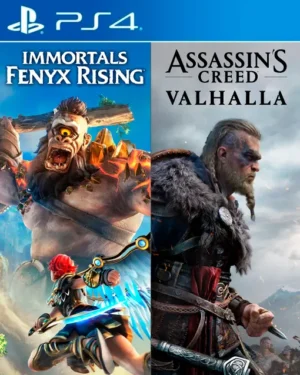 2 JUEGOS EN 1 ASSASSINS CREED VALHALLA MAS IMMORTALS FENYX RISING PS4